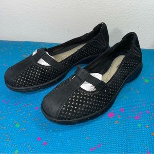 Nature Walk Womens Shoes Size 9.5 M Sandal Flats Leather Comfort Black suede